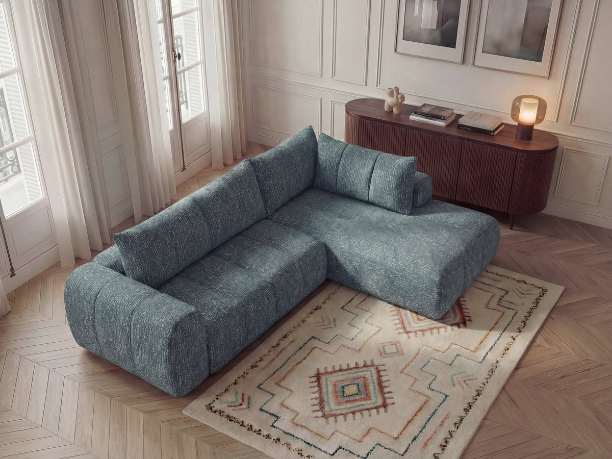 Canapé d'angle L NESTY chiné bleu — vue 5