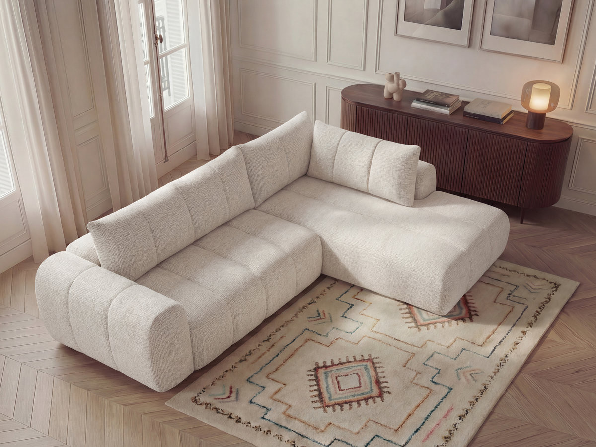 Canapé d'angle L NESTY chiné beige — vue 5