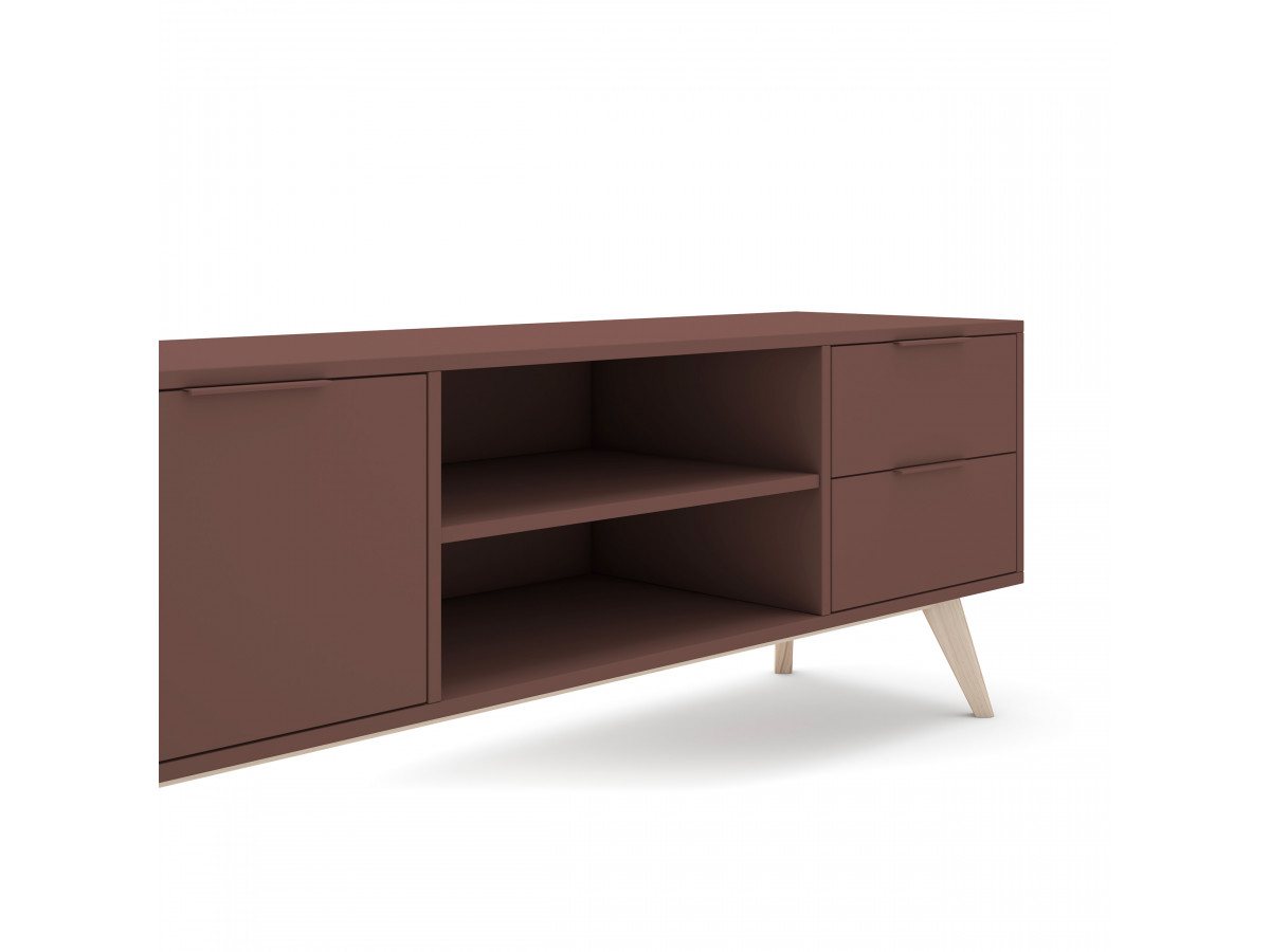 CAPUS tv-meubel met 2 deuren en 2 lades, 180 cm, terracotta gelakt grenenhout