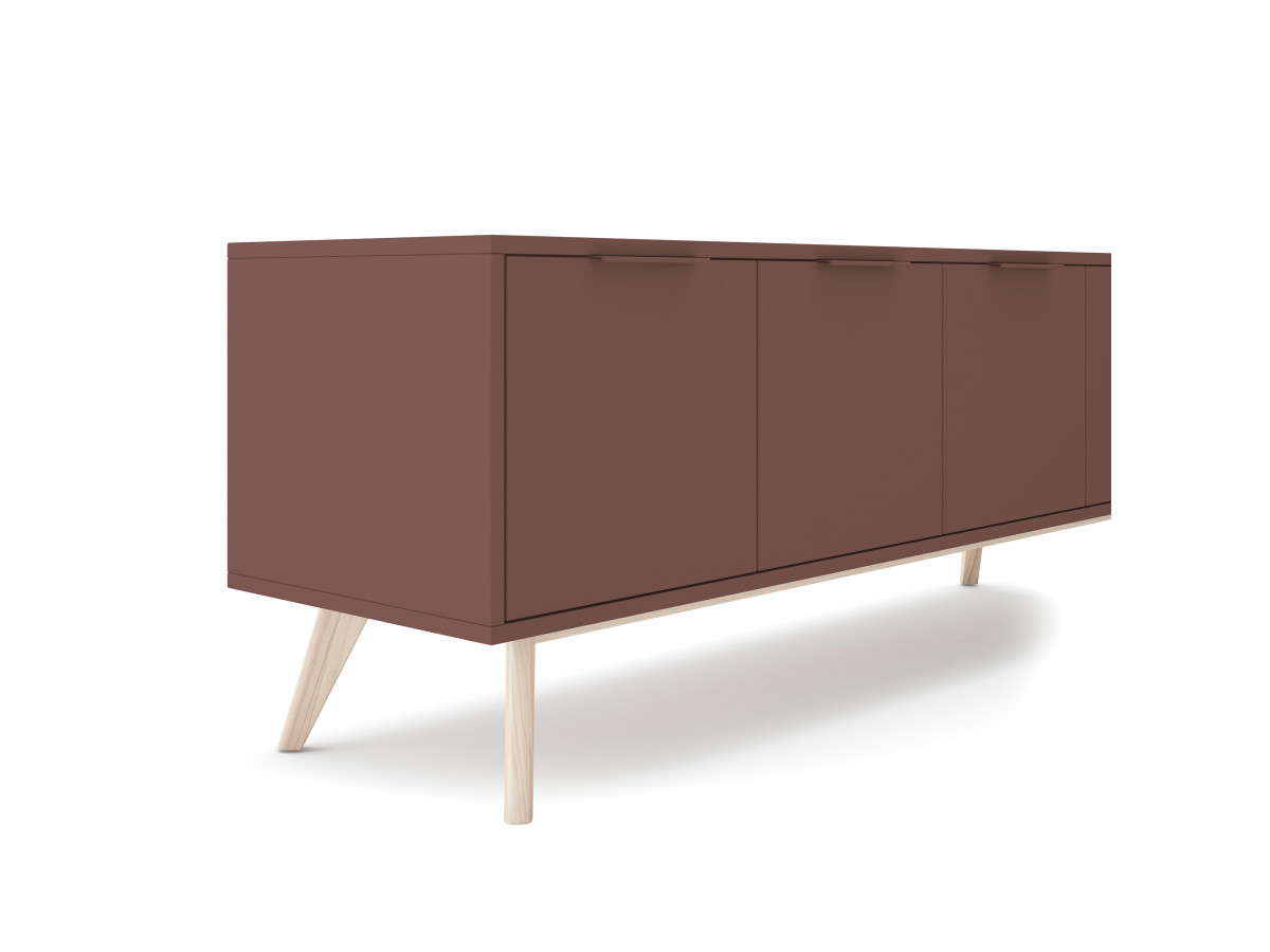 CAPUS 4-deurs tv-meubel, 140 cm, terracotta gelakt grenenhout