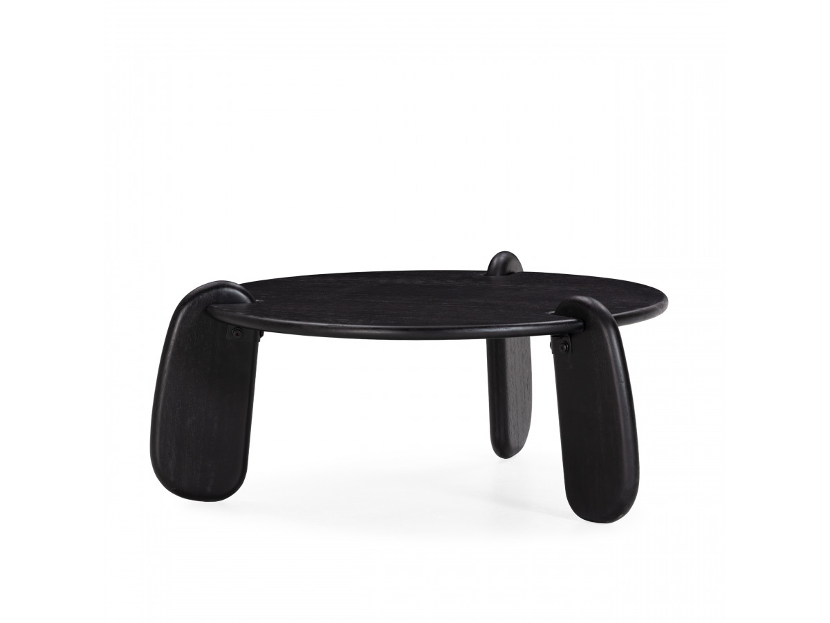 Table basse ronde 80 cm HELIO bois massif de manguier noir — vue 6