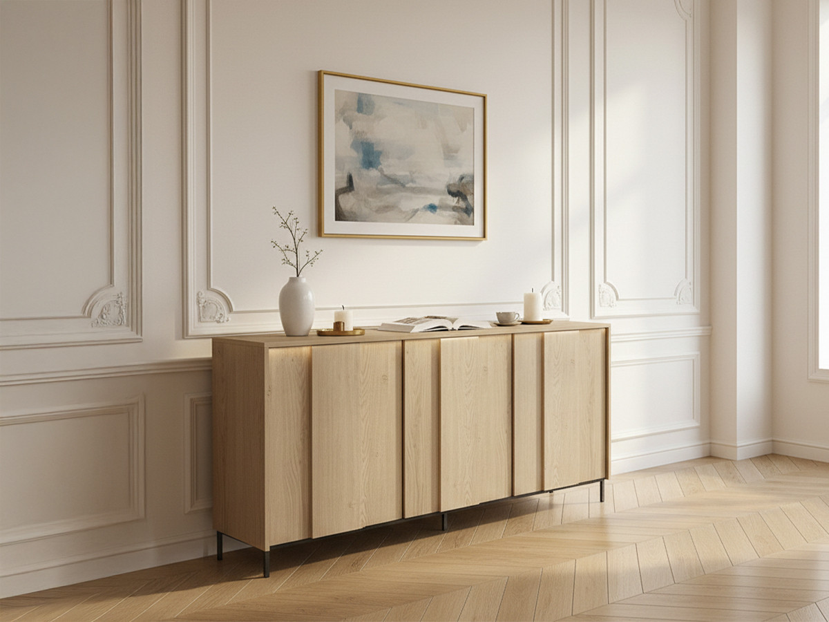 TILIA 3-deurs dressoir 167 cm eiken imitatie met LED