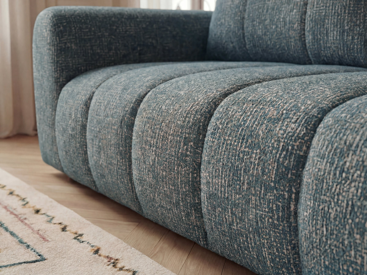 NESTY 3-zits vaste rechte bank in gemêleerde stof