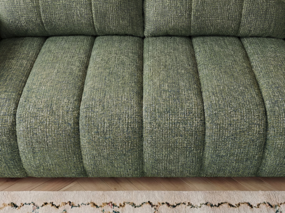 Canapé droit 3 places NESTY chiné avec pouf vert clair — vue 6