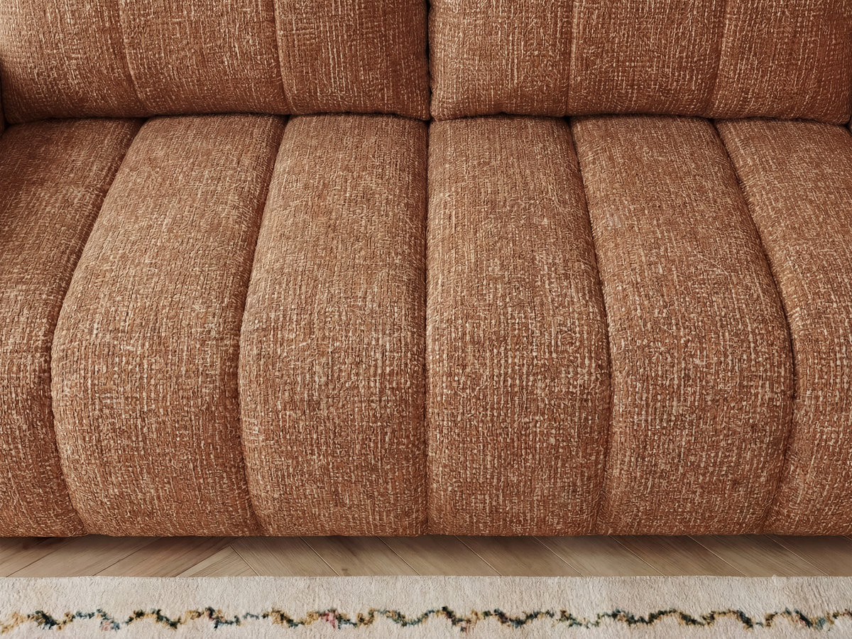 Canapé droit fixe 3 places NESTY tissu chiné avec pouf