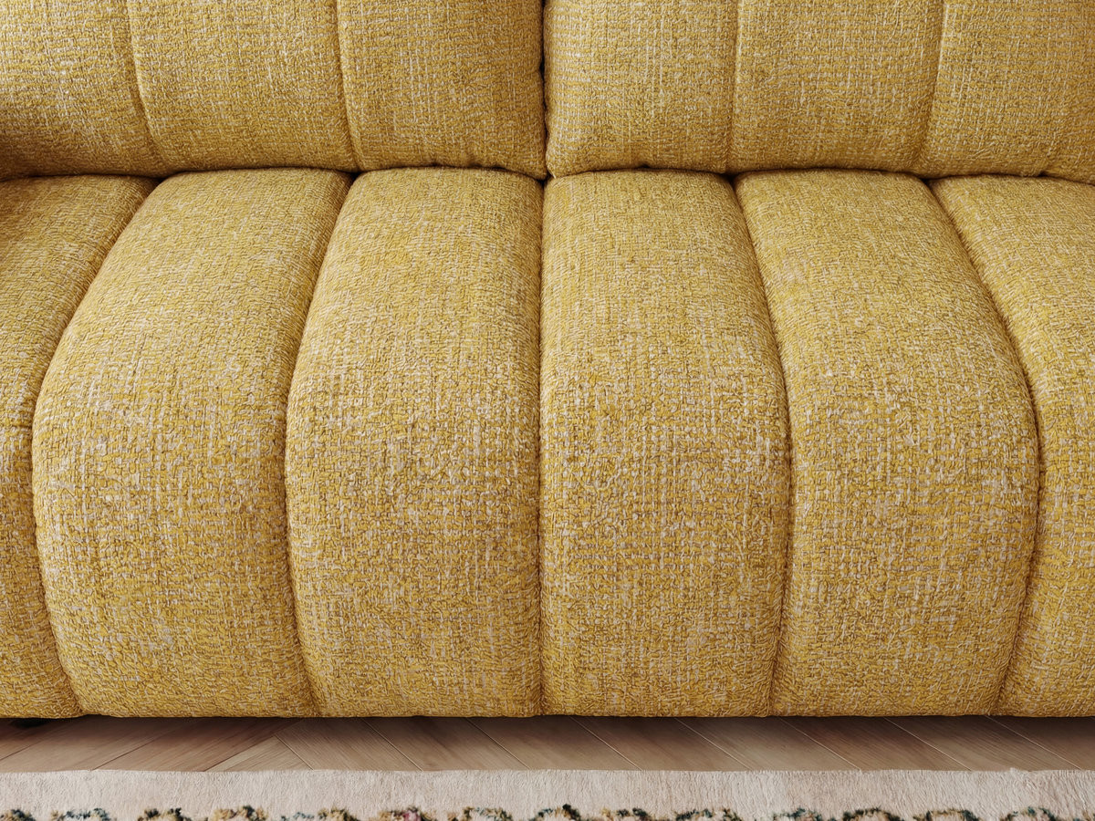 Canapé droit fixe 3 places NESTY tissu chiné avec pouf