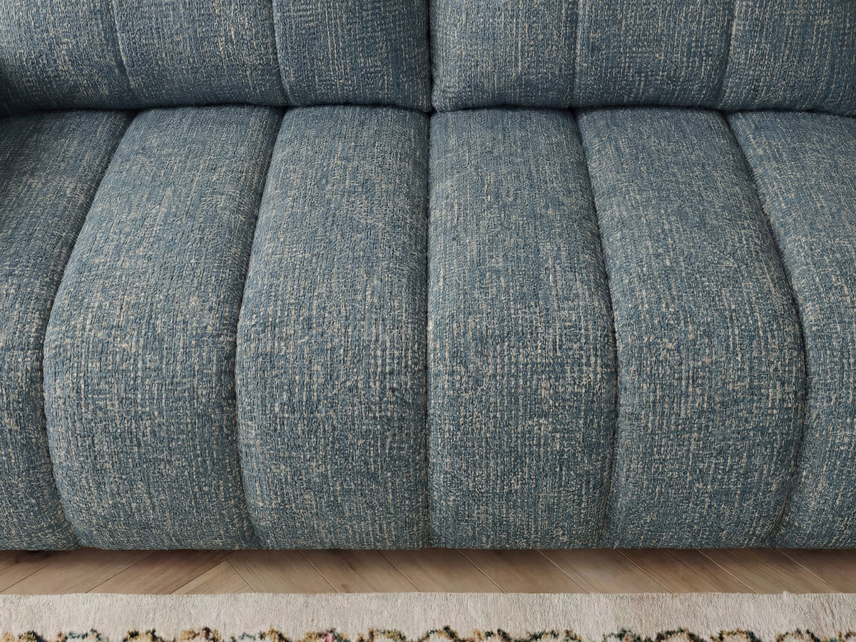 Canapé droit 3 places NESTY chiné avec pouf bleu — vue 6