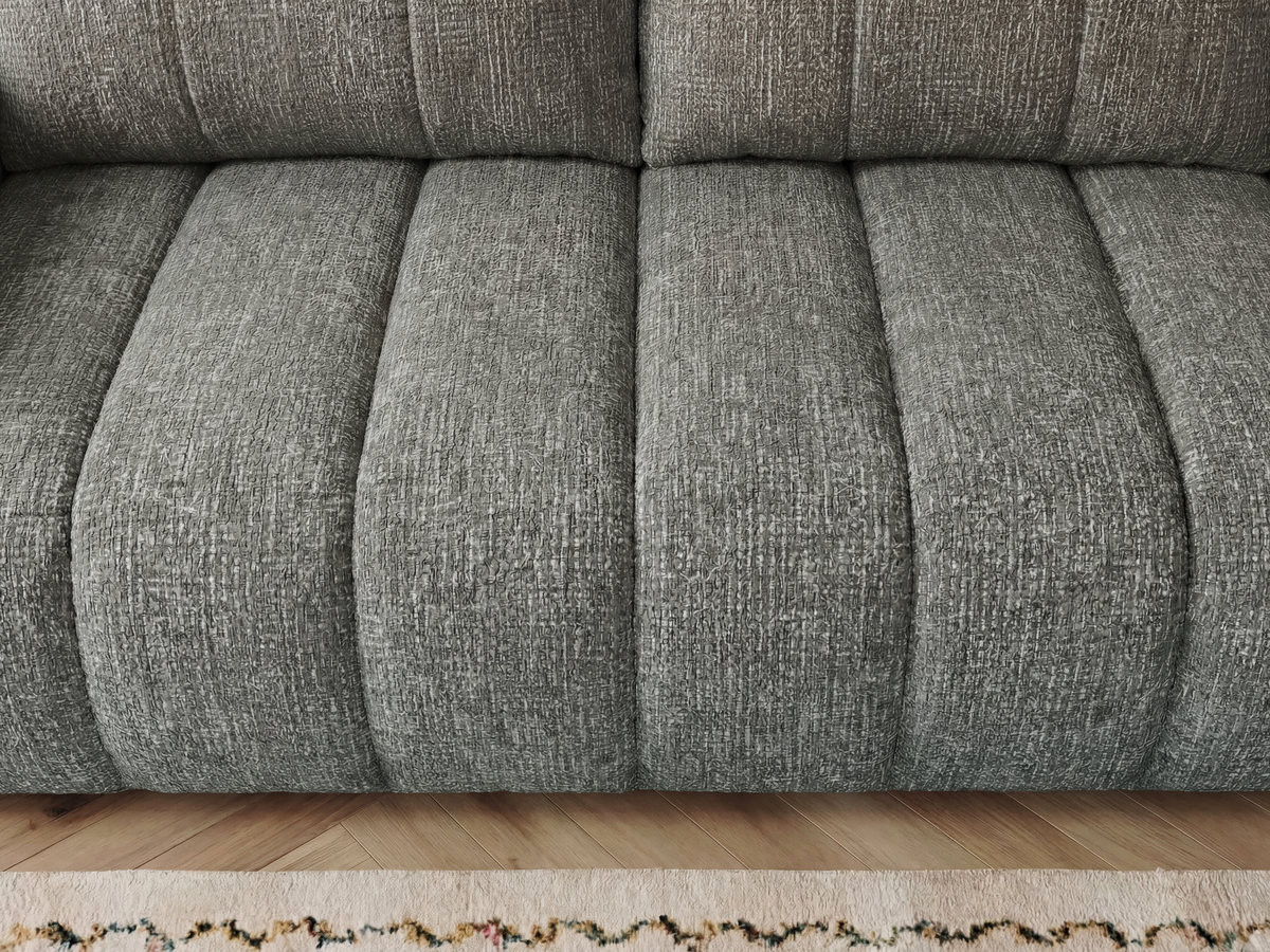 Canapé droit fixe 3 places NESTY tissu chiné avec pouf