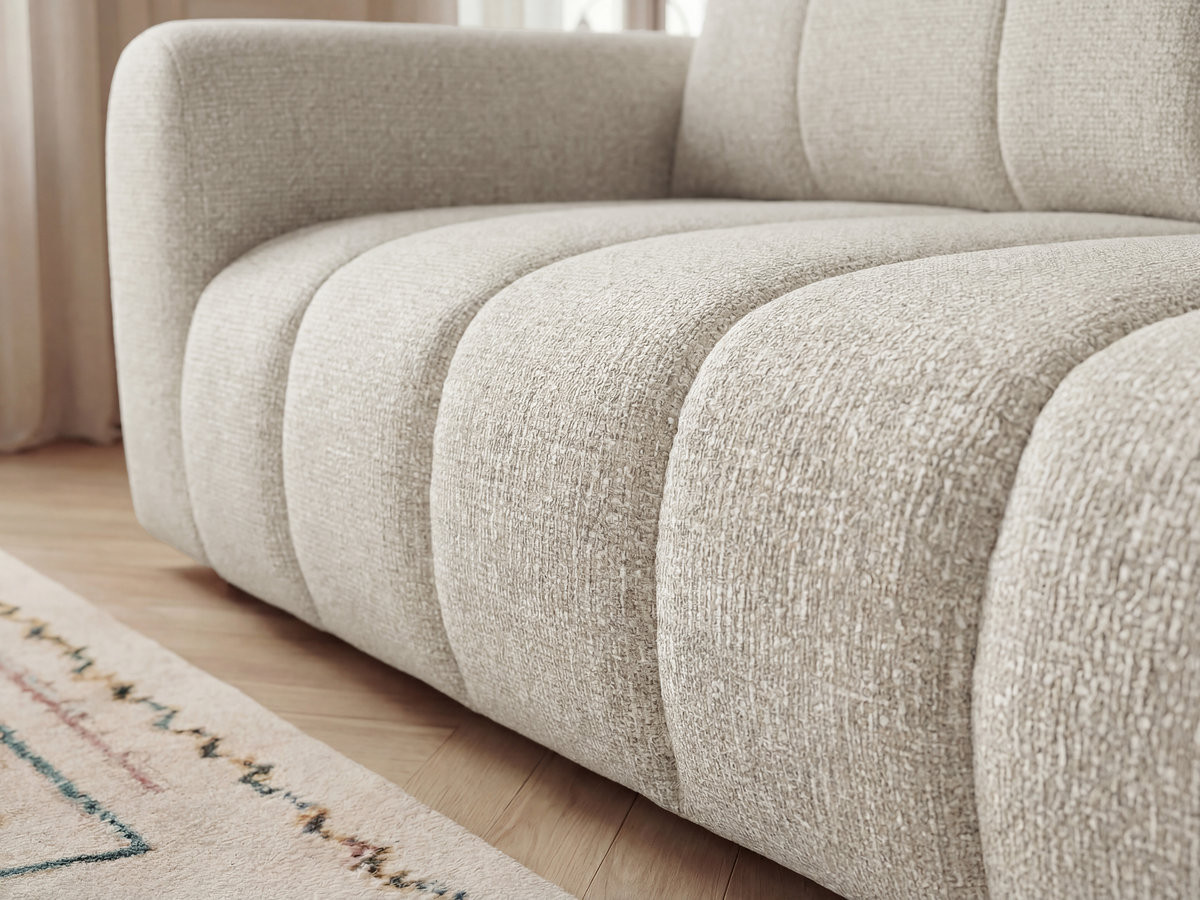 Canapé droit fixe 3 places NESTY tissu chiné avec pouf