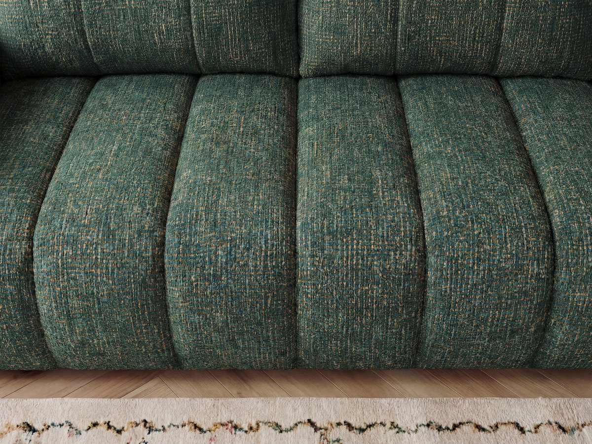 Canapé droit 3 places NESTY chiné avec pouf vert foncé — vue 6