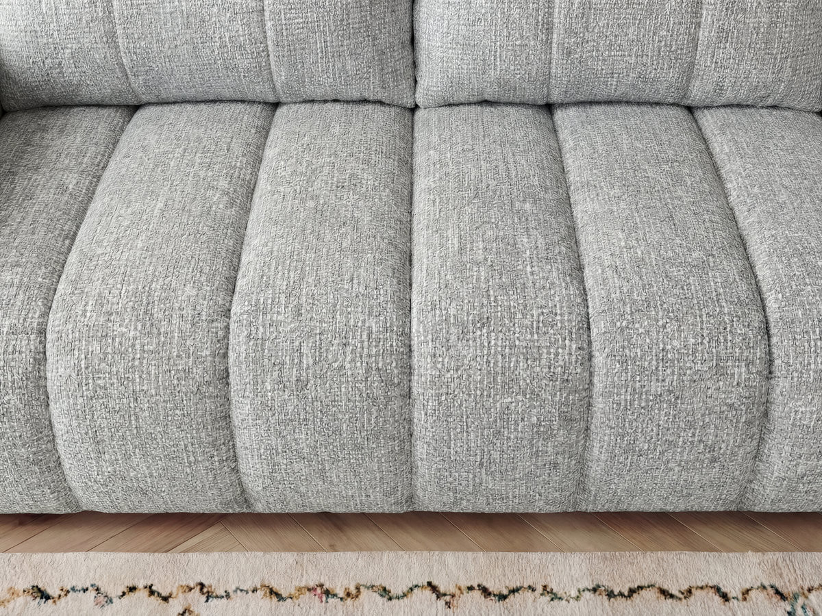 Canapé droit fixe 3 places NESTY tissu chiné avec pouf