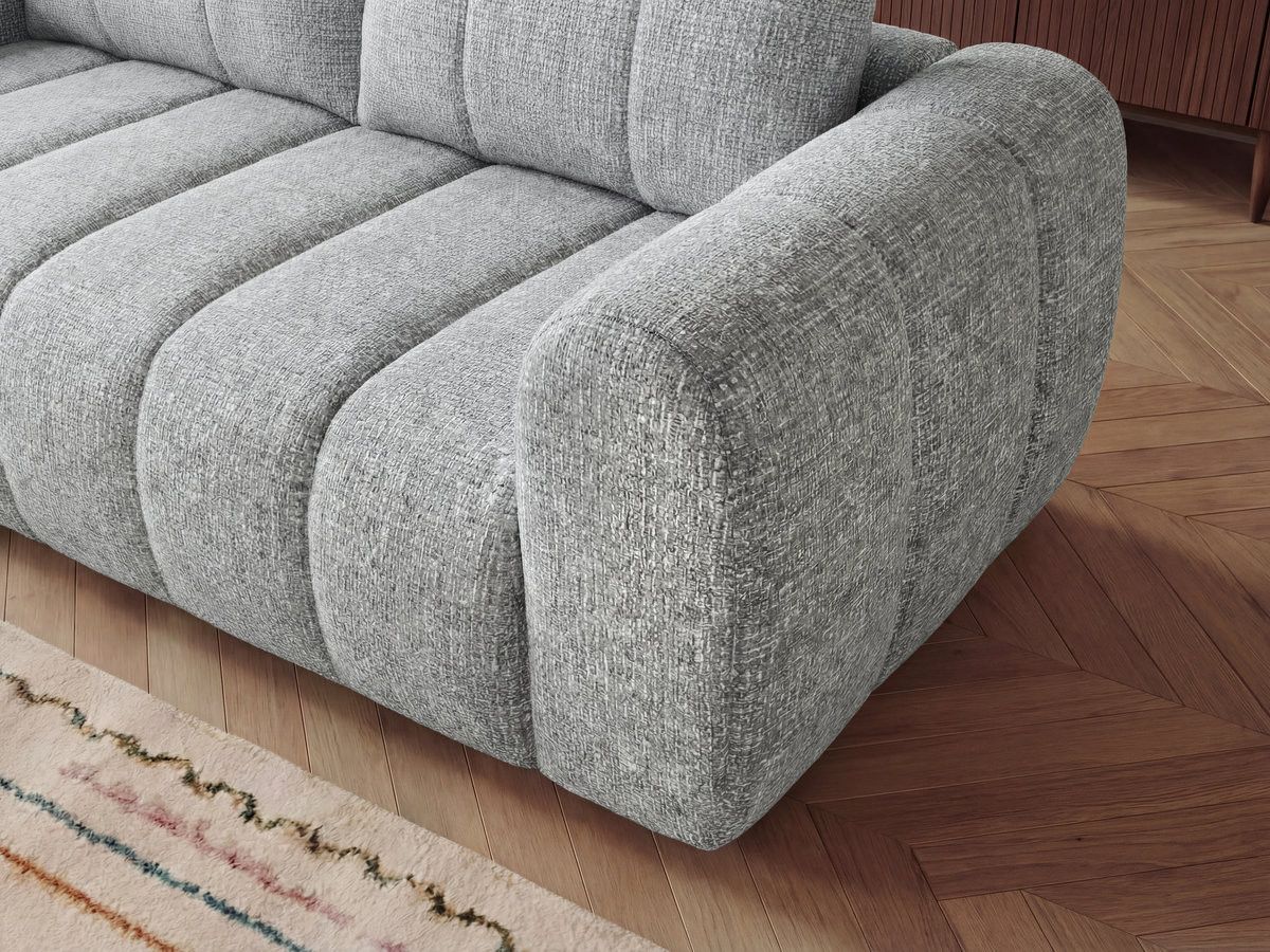 Canapé droit fixe 3 places NESTY tissu chiné avec pouf