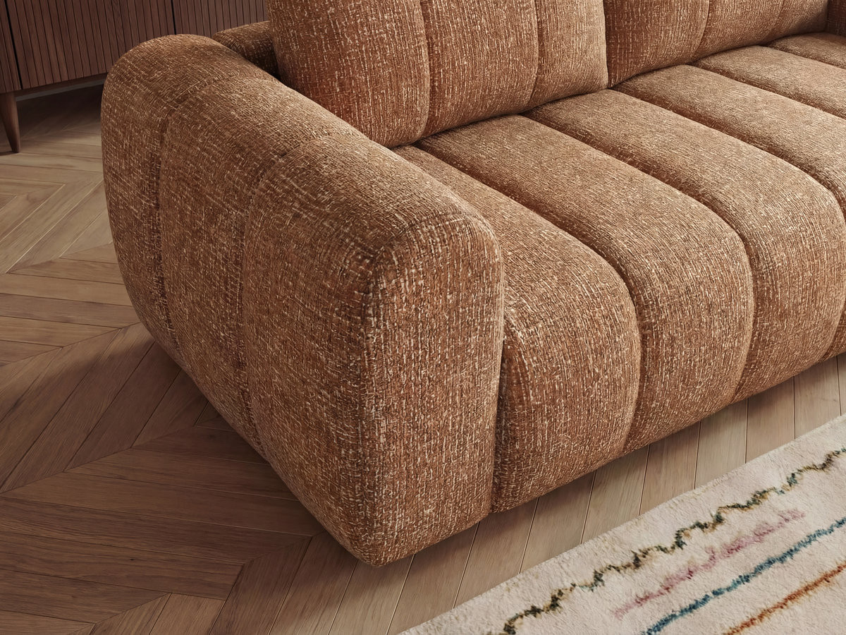 Canapé d'angle L NESTY chiné avec pouf orange — vue 6