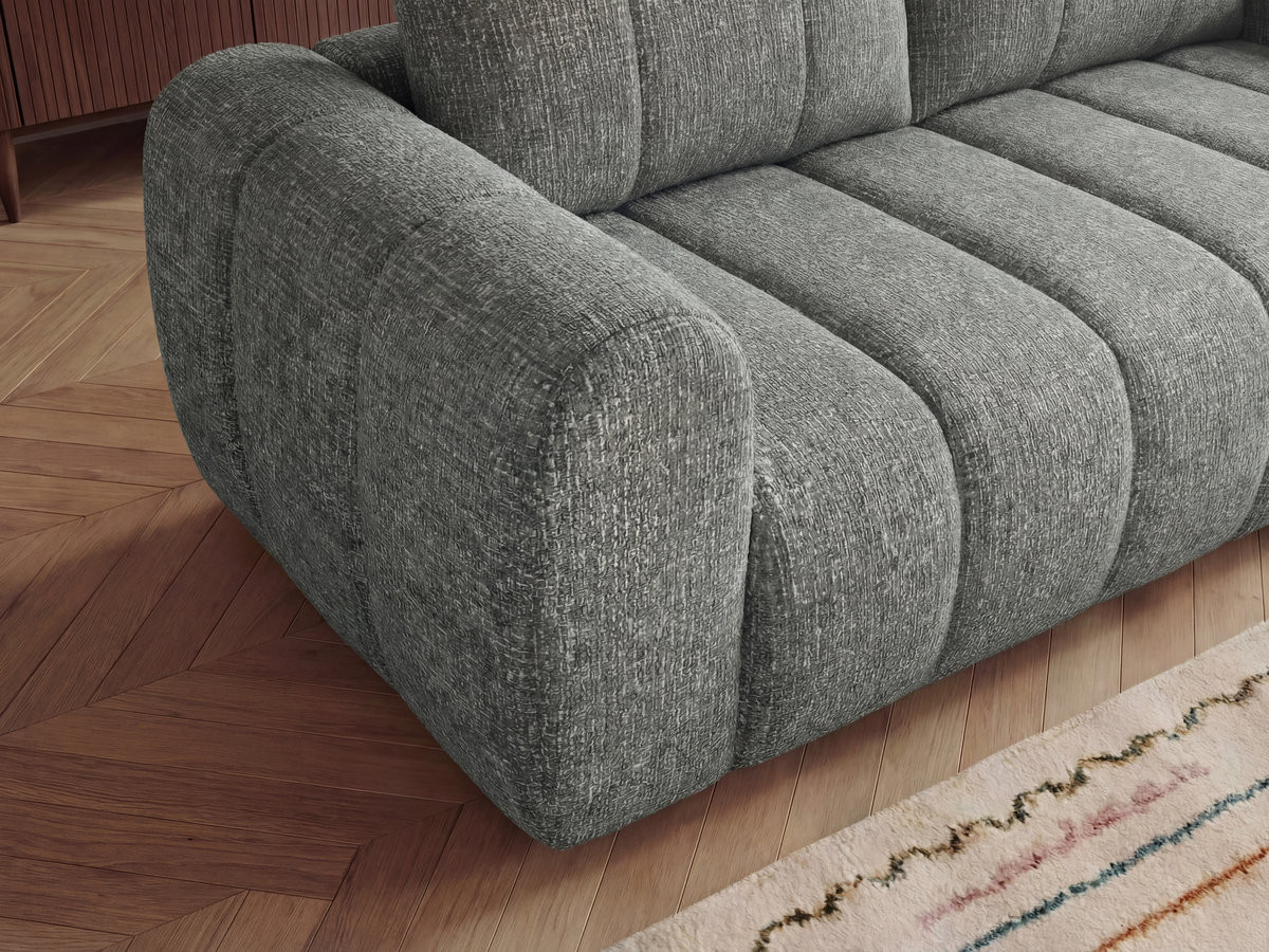 Canapé d'angle L NESTY chiné avec pouf gris foncé — vue 6