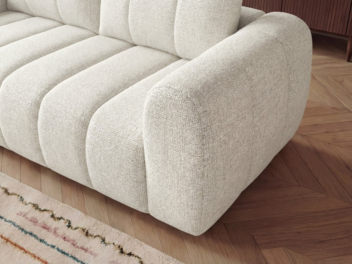 Canapé d'angle L NESTY chiné avec pouf beige — vue 6