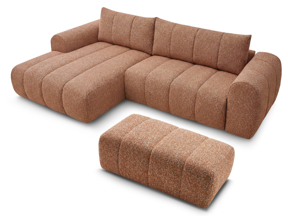 NESTY vaste hoekbank in gemêleerde stof met voetenbank