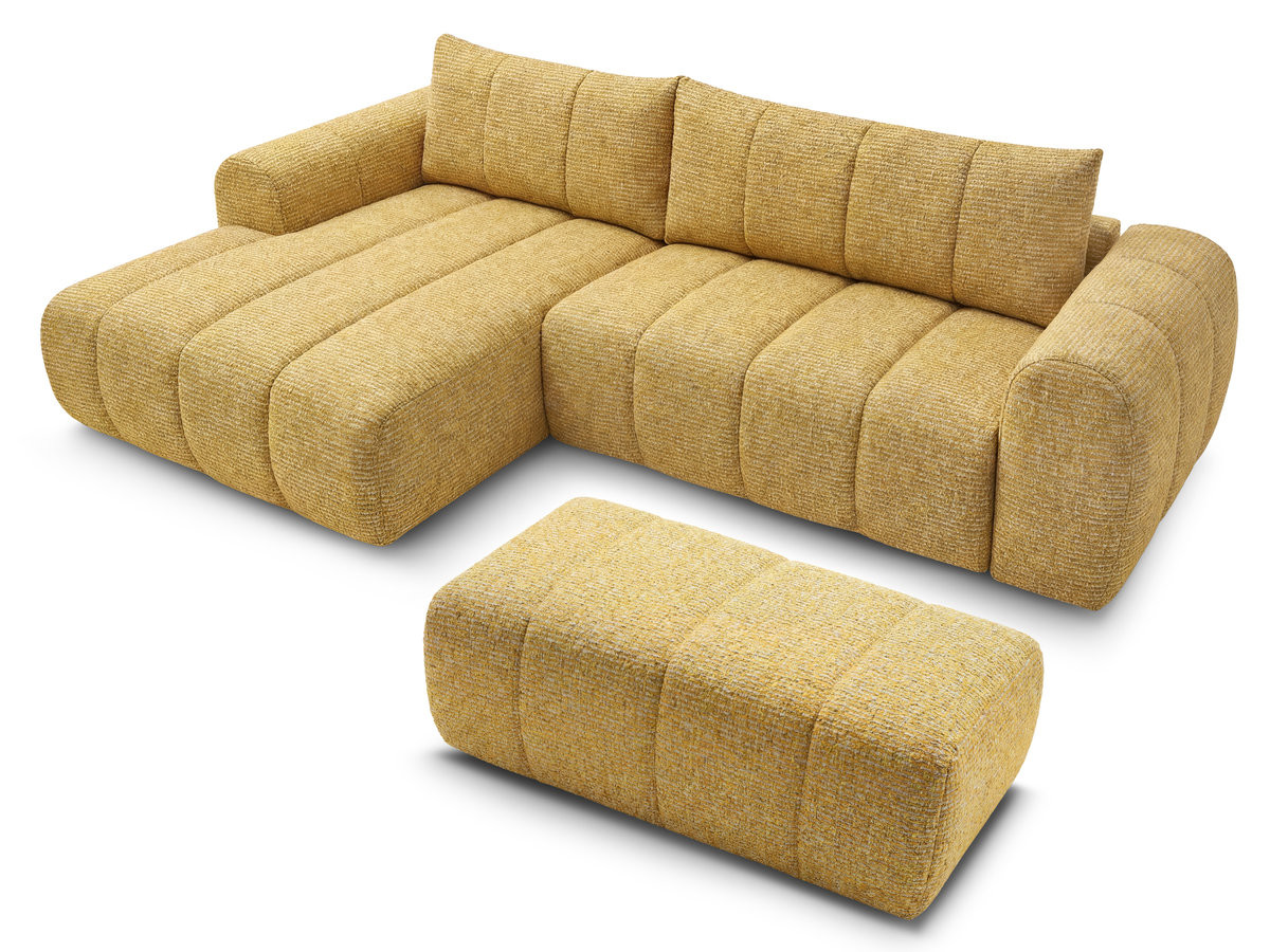 NESTY vaste hoekbank in gemêleerde stof met voetenbank