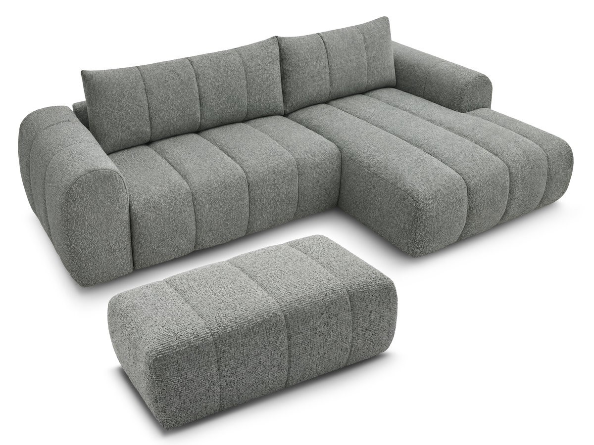 NESTY vaste hoekbank in gemêleerde stof met voetenbank
