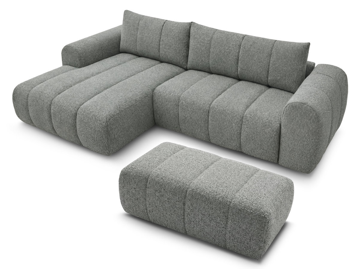 NESTY vaste hoekbank in gemêleerde stof met voetenbank