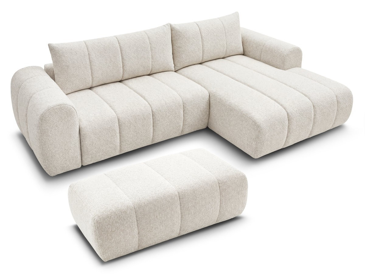 NESTY vaste hoekbank in gemêleerde stof met voetenbank