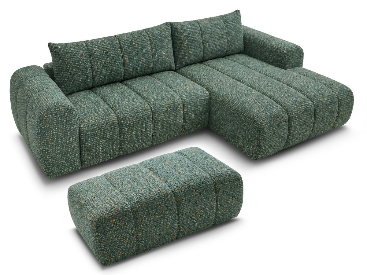 NESTY vaste hoekbank in gemêleerde stof met voetenbank