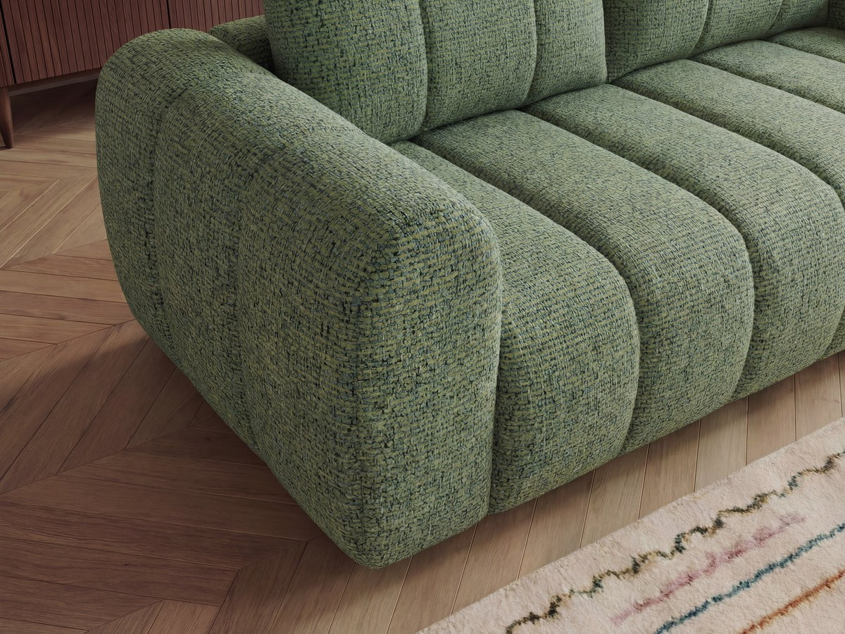 Canapé d'angle fixe NESTY tissu chiné avec pouf