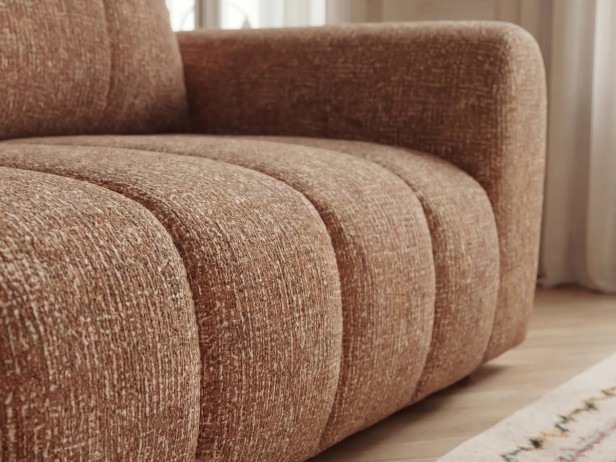 NESTY vaste hoekbank in gemêleerde stof met voetenbank