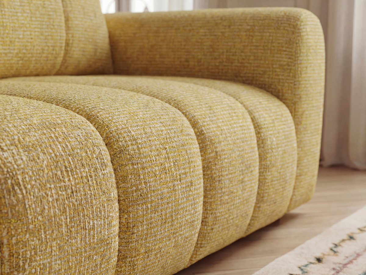 NESTY vaste hoekbank in gemêleerde stof met voetenbank