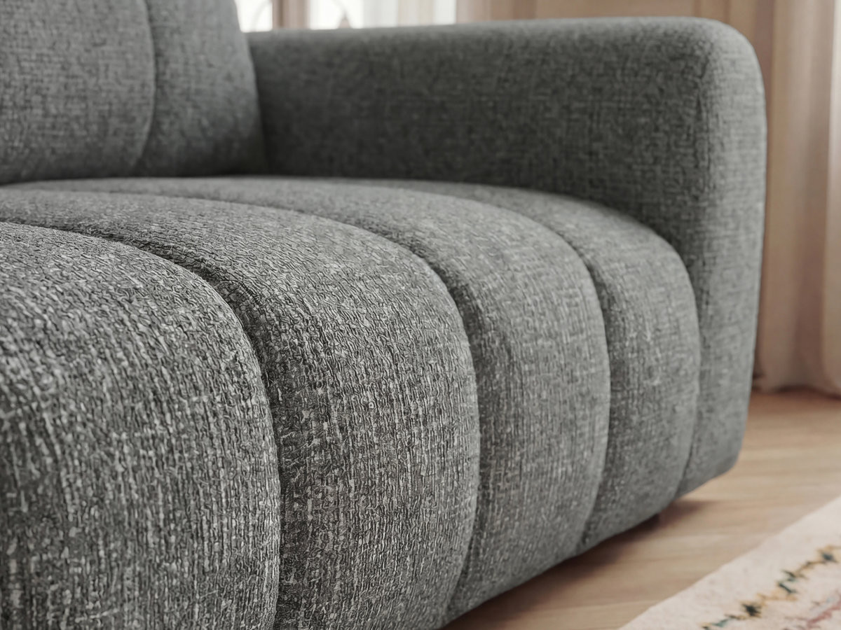 NESTY vaste hoekbank in gemêleerde stof met voetenbank