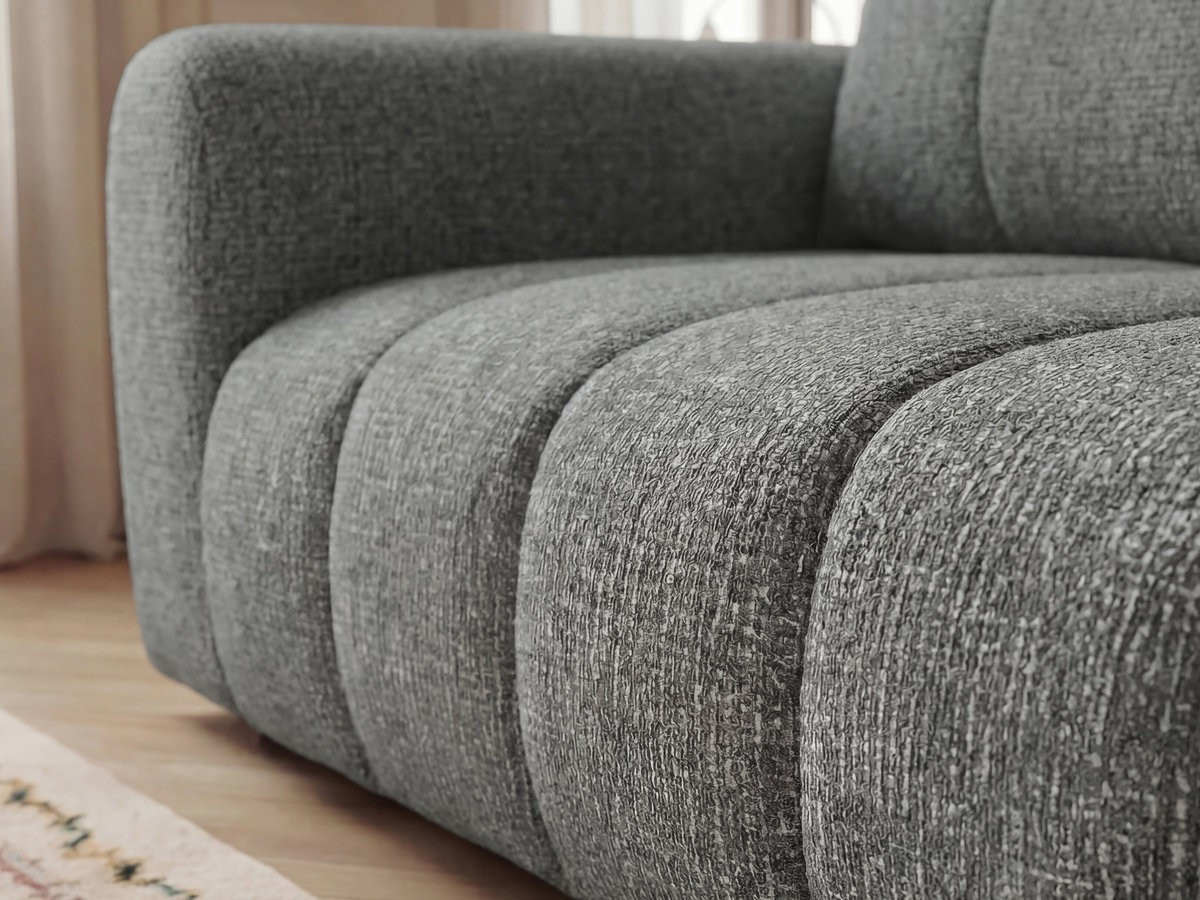 NESTY vaste hoekbank in gemêleerde stof met voetenbank