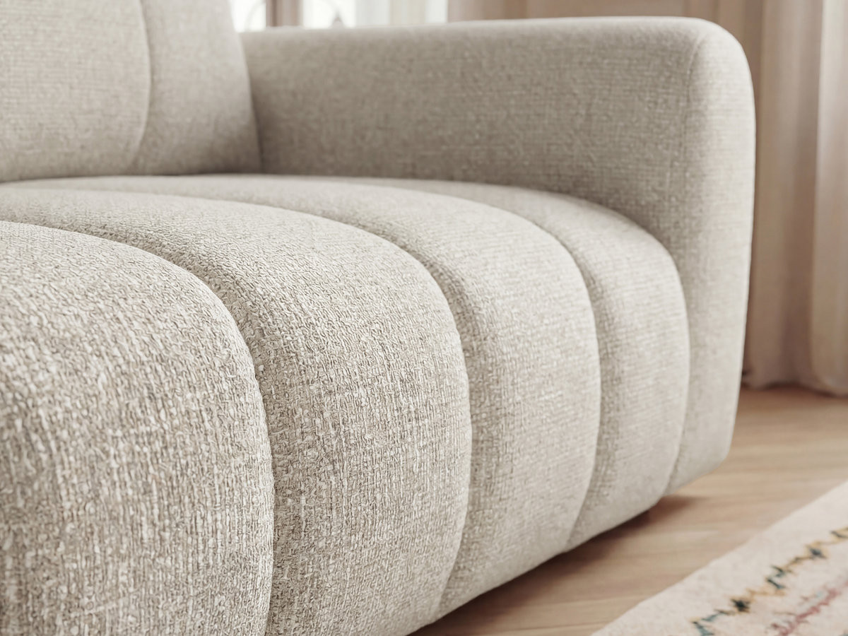 Canapé d'angle fixe NESTY tissu chiné avec pouf