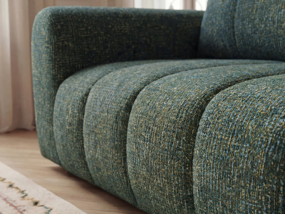 NESTY vaste hoekbank in gemêleerde stof met voetenbank