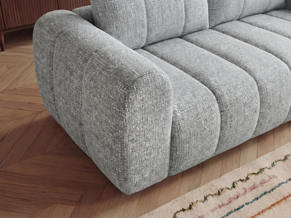 Canapé d'angle fixe NESTY tissu chiné avec pouf