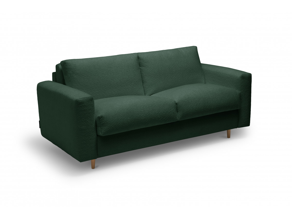 Canapé droit convertible COCOONE ouverture express tissu bouclette