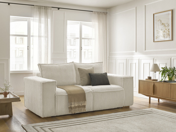 Canapé droit convertible CHELSEA ouverture express gros côtelé doux