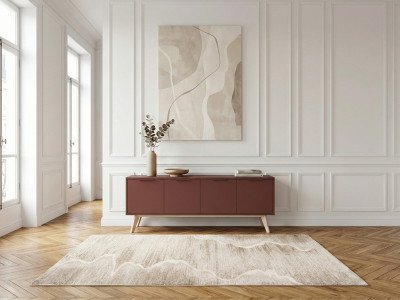 Meuble TV 4 portes 140 cm CAPUS pin laqué terracotta