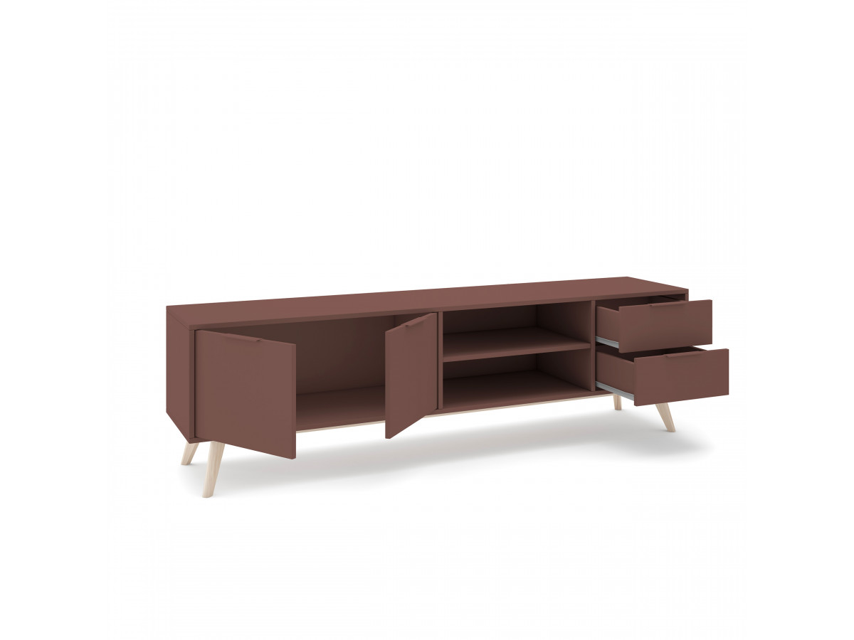Ensemble CAPUS avec buffet 140 cm + meuble TV 180 cm pin laqué terracotta