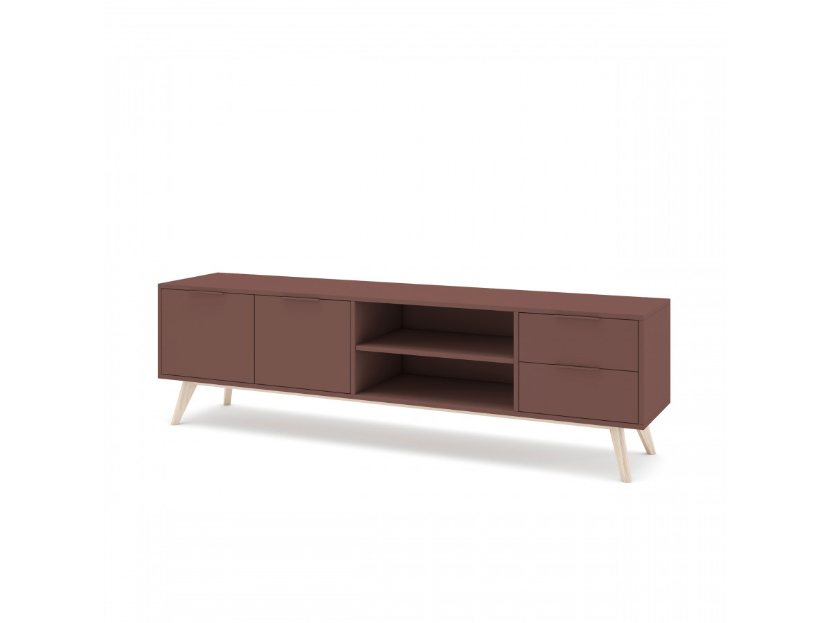 Ensemble CAPUS avec buffet 140 cm + meuble TV 180 cm pin laqué terracotta