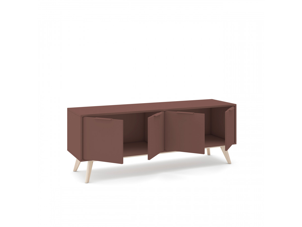 CAPUS set met dressoir van 140 cm + tv-meubel van 140 cm in terracotta gelakt grenenhout