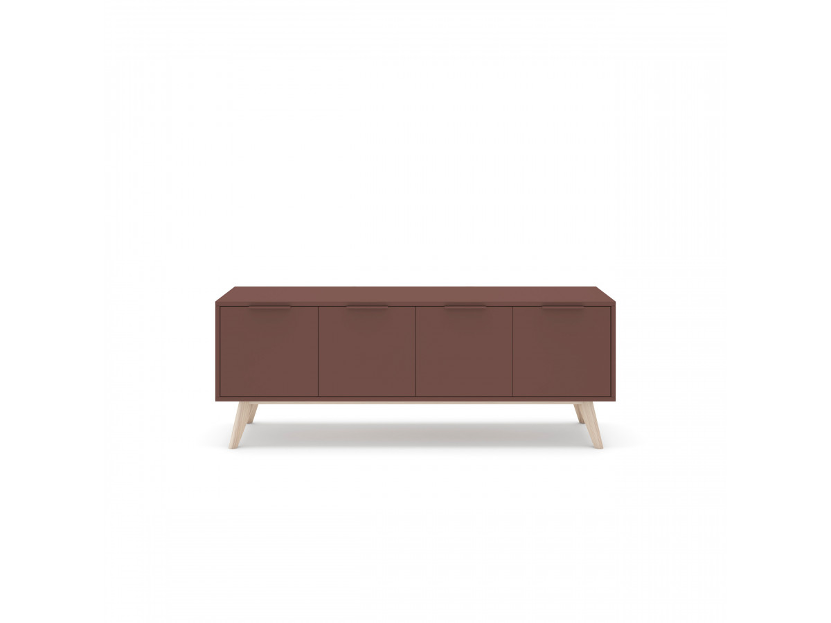 CAPUS set met dressoir van 140 cm + tv-meubel van 140 cm in terracotta gelakt grenenhout