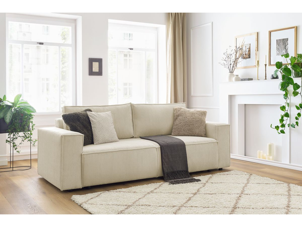 Canapé droit convertible coffre NIHAD velours côtelé