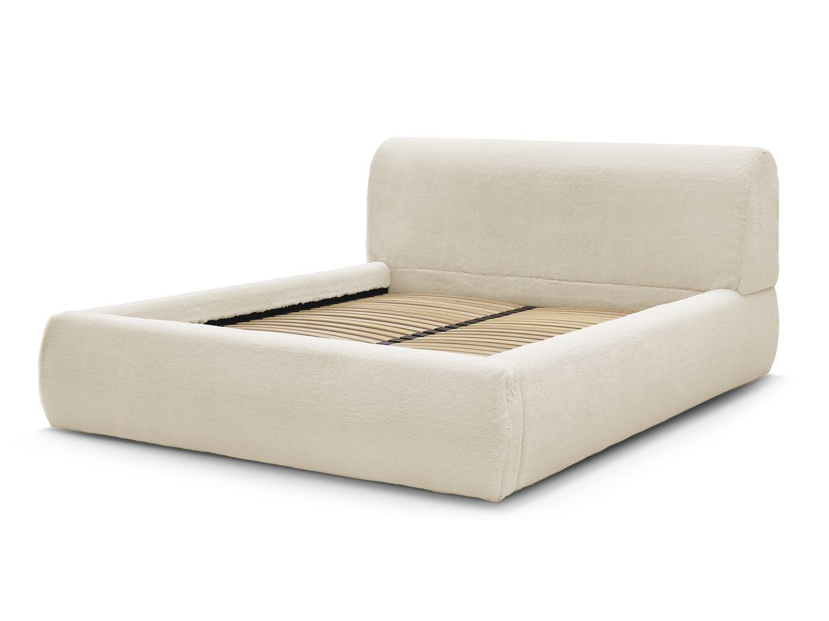 Lit coffre CERVIN effet fausse fourrure crème — vue 3