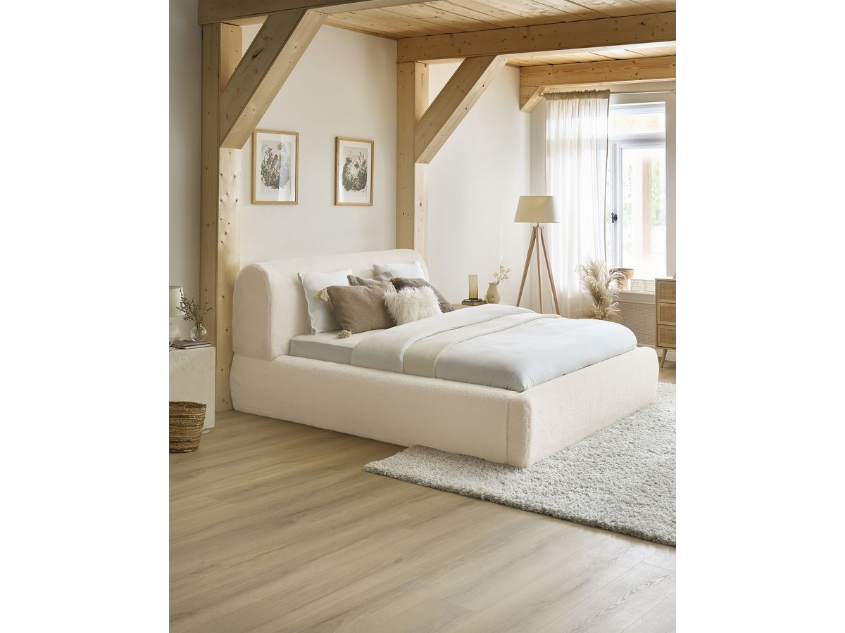 Lit coffre CERVIN effet fausse fourrure crème — vue 6