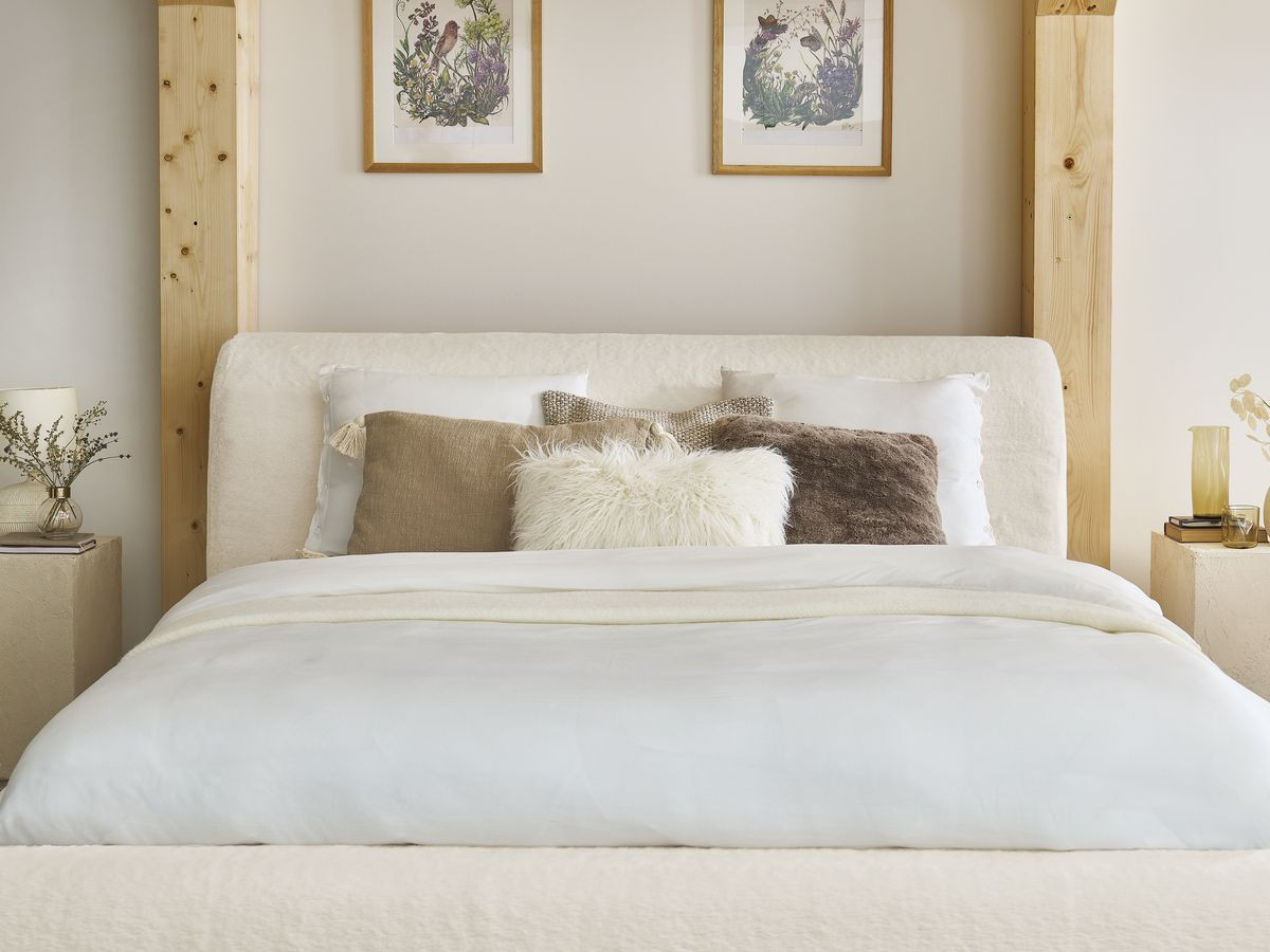 Lit coffre CERVIN effet fausse fourrure crème — vue 5