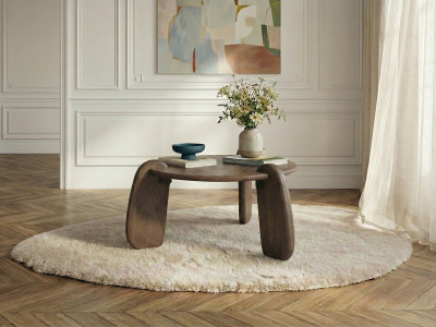 Table basse ronde 80 cm HELIO bois massif de manguier