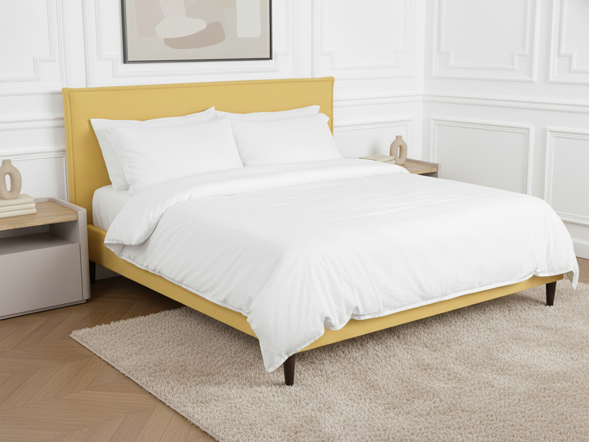 SARY bed met massieve lattenbodem en wengéhouten poten