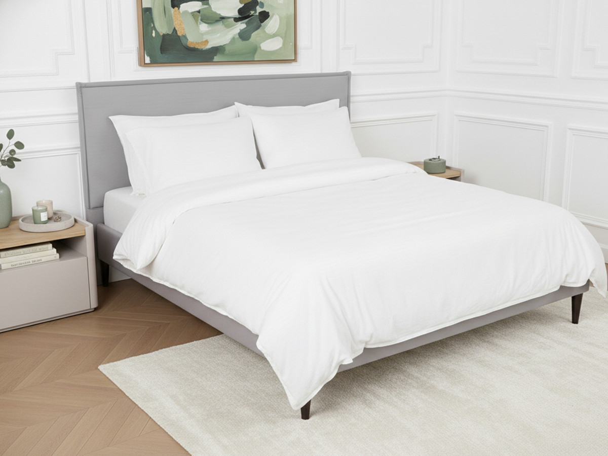 SARY bed met massieve lattenbodem en wengéhouten poten