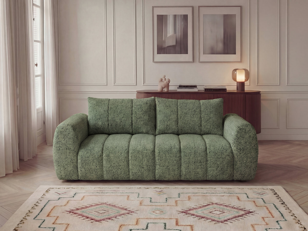 NESTY 3-zits vaste rechte bank in gemêleerde stof