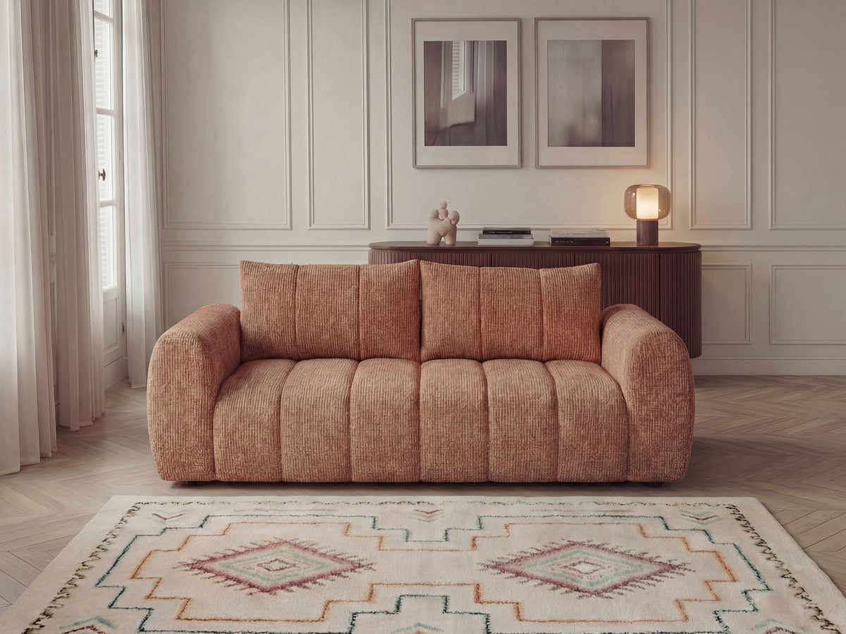 Canapé droit fixe 3 places NESTY tissu chiné