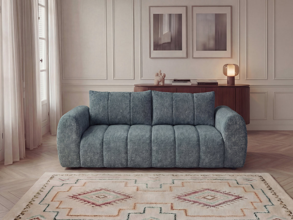 NESTY 3-zits vaste rechte bank in gemêleerde stof